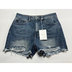 NWT Kancan Women's Isabelle Denim High Rise Mom Shorts - Size 7 (28x2.5)